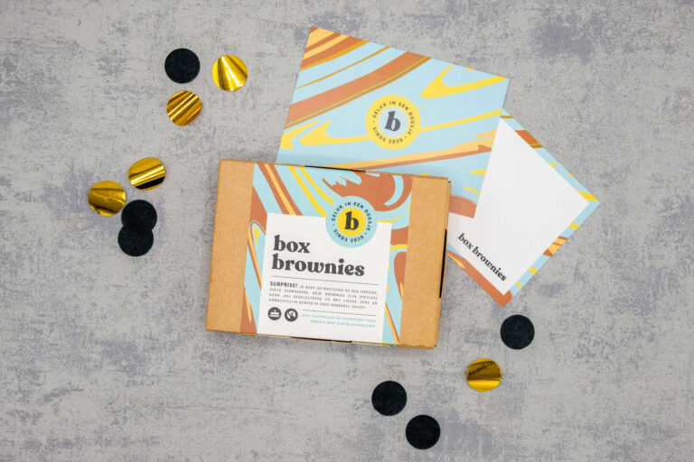 Box Brownies verpakking met gratis kaartje