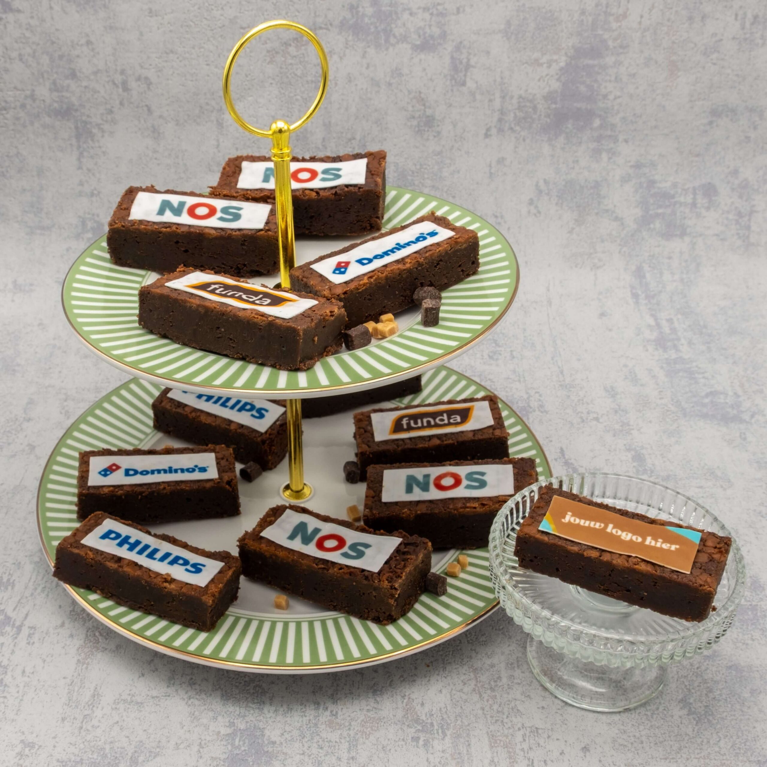 Logo brownies etagère jouw logo hier