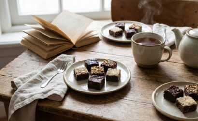 vegan brownies op tafel