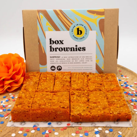 koningsdag blondies grote doos box brownies oranje